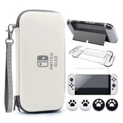 Kit de Protection Nintendo Switch OLED - Étui de Voyage, Coques, Protecteur d'écran & Grip Pattes