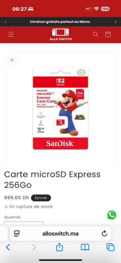 Carte microSDXC SanDisk 256 Go pour Nintendo Switch - Édition Super Mario