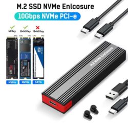 Boîtier Enceinte Externe M.2 NVMe PCIe 10Gbps pour SSD - USB-C & USB-A