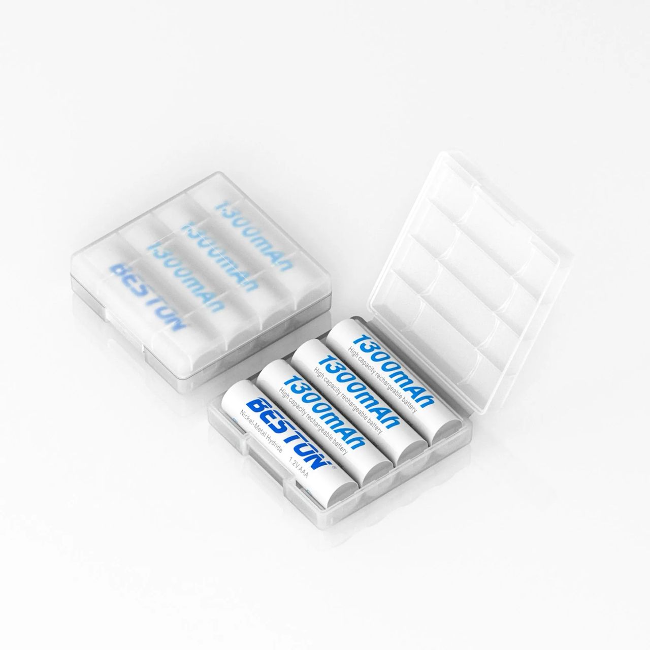 Lot de 4 Piles Rechargeables AAA 1300mAh Beston avec Boîtier de Rangement